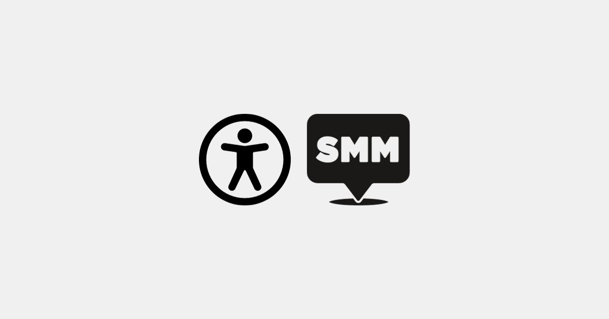 Das Icon für Accessibility und die Buchstaben SMM auf einem Monitor stehen für Barrierefreiheit auf Social Media.