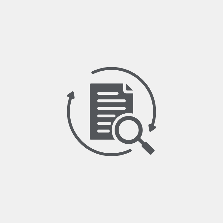 Icon von einem Dokument mit einer Lupe und 2 Pfeilen symbolisch für ein Audit der Accessibility Cloud Preise im Abo