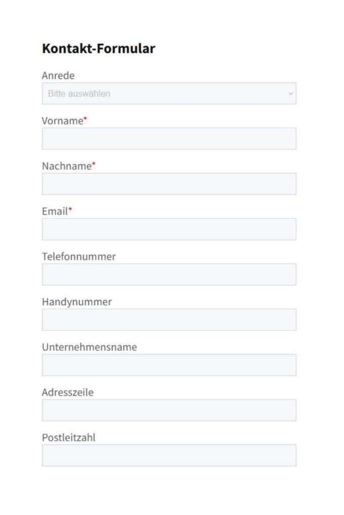 Screenshot HubSpot Kontakt Formular
