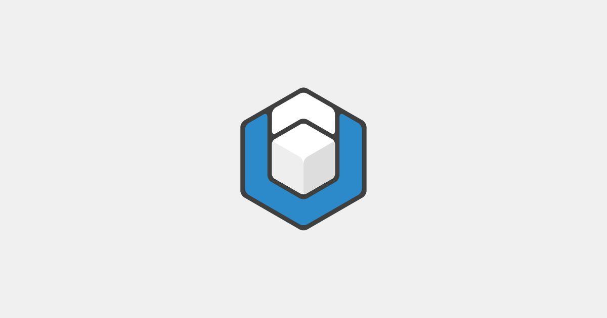 Das axes Word Logo ist ein Sechseck und beinhaltet einen weißen Würfel mit einem blauen Rahmen.