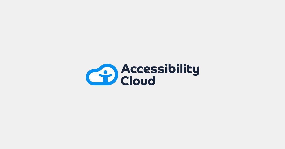 Ein blaues Icon in Form einer Wolke und ein Mensch mit ausgebreiteten Armen mit dem Text Accessibility Cloud