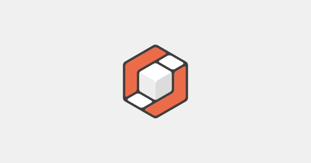 Das axesSlide Logo ist ein Sechseck und beinhaltet einen weißen Würfel mit einem orangenen und weißen Rahmen.