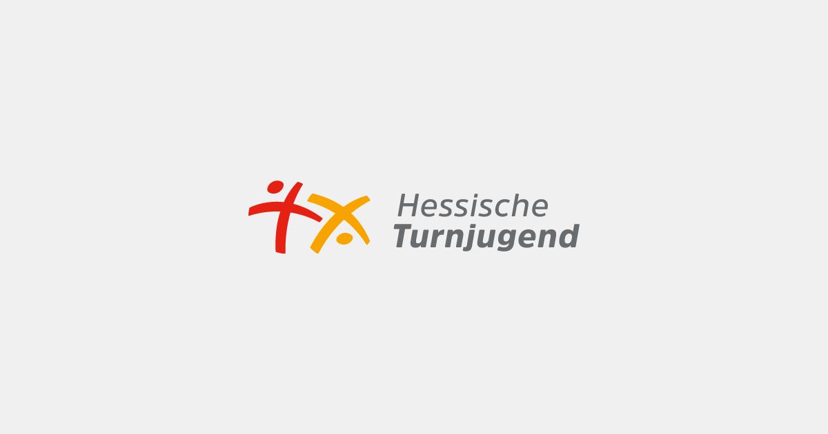 Logo der Hessischen Turnjugend. Das Icon zeigt die Zeichnung von 2 Personen, die sich sportlich beträtigen.