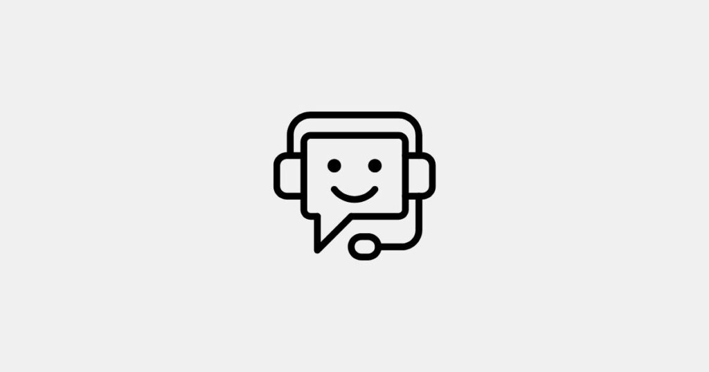 Lächelndes Chatbot-Symbol mit Kopfhörern