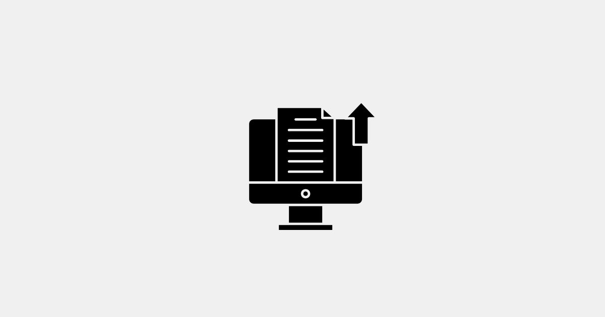 Computer-Bildschirm mit Dokument und Pfeil