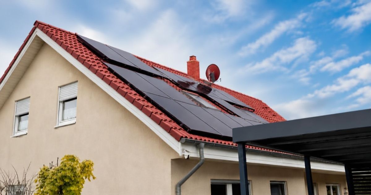 Solaranlage auf einem Hausdach.