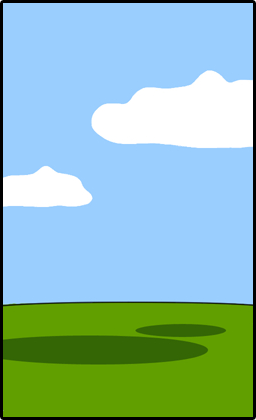Eine leere Wiese unter blauem Himmel: Baum und Schaukel fehlen vollständig.